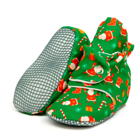 Organic Cotton Baby Booties, Non-Slip Sole, Cotton Newborn Booties Home Nursery Shoes, Santa Claus