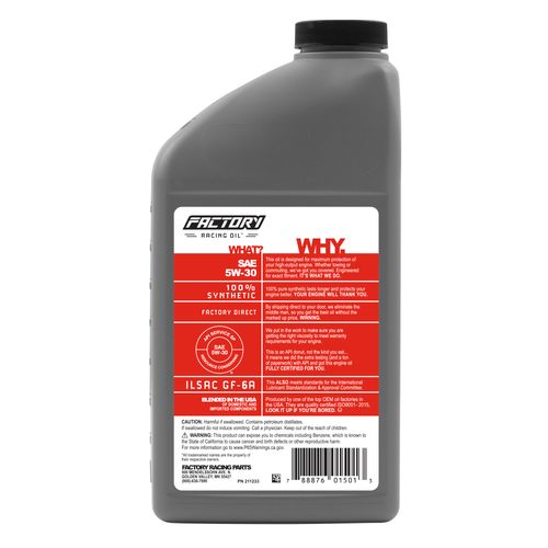 Factory Racing Parts Oil Change Kit Fits Toyota Avalon 1995-04, Camry 1994-06, Highlander 2001-07, Sienna 1998-06, Solara 1999-08, Tacoma 2005-15, Tundra 2005-08 5W-30 Full Synthetic Oil