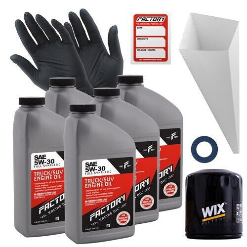 Factory Racing Parts Oil Change Kit Fits Toyota Avalon 1995-04, Camry 1994-06, Highlander 2001-07, Sienna 1998-06, Solara 1999-08, Tacoma 2005-15, Tundra 2005-08 5W-30 Full Synthetic Oil
