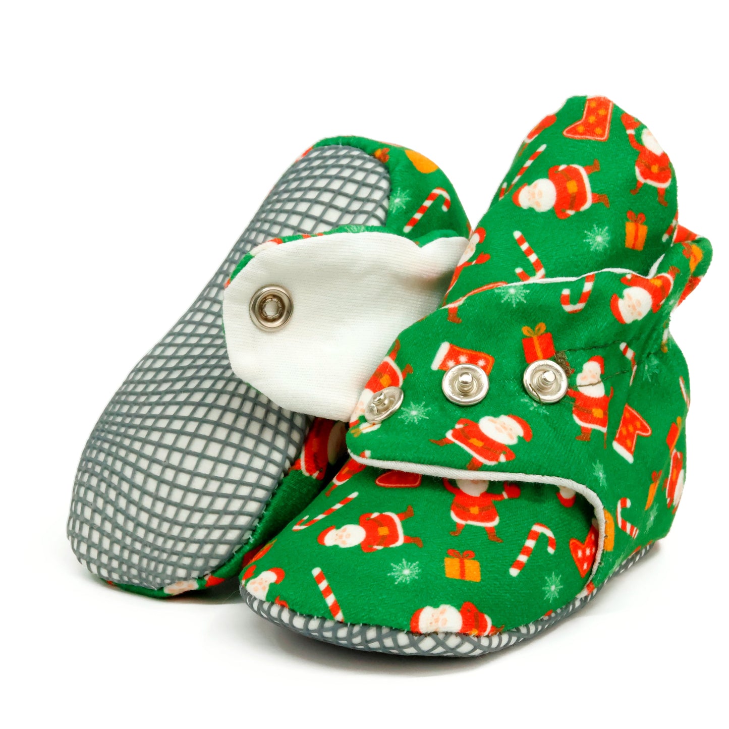 Organic Cotton Baby Booties, Non-Slip Sole, Cotton Newborn Booties Home Nursery Shoes, Santa Claus